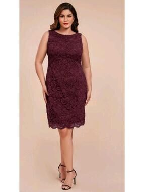 $129 Women’s Ann Taylor Burgundy Floral Lace Sleeveless Dress Size 18
